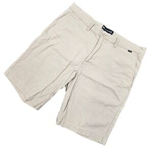 TravisMathew Golf Shorts 34 Mens Khaki Tan Beck Chino Tencel Stretch Flat Front